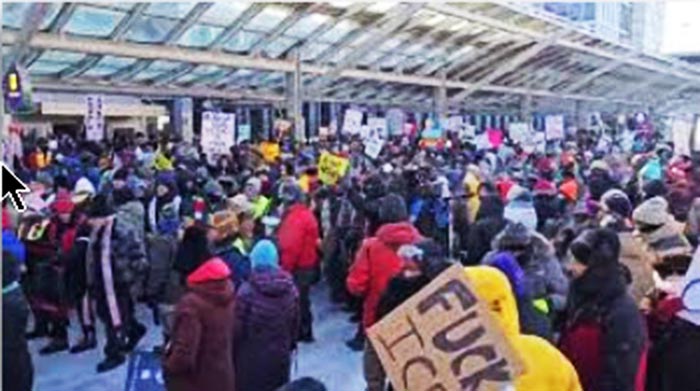 Protesters marching at MSP airport and disrupting Twin Cities Target stores