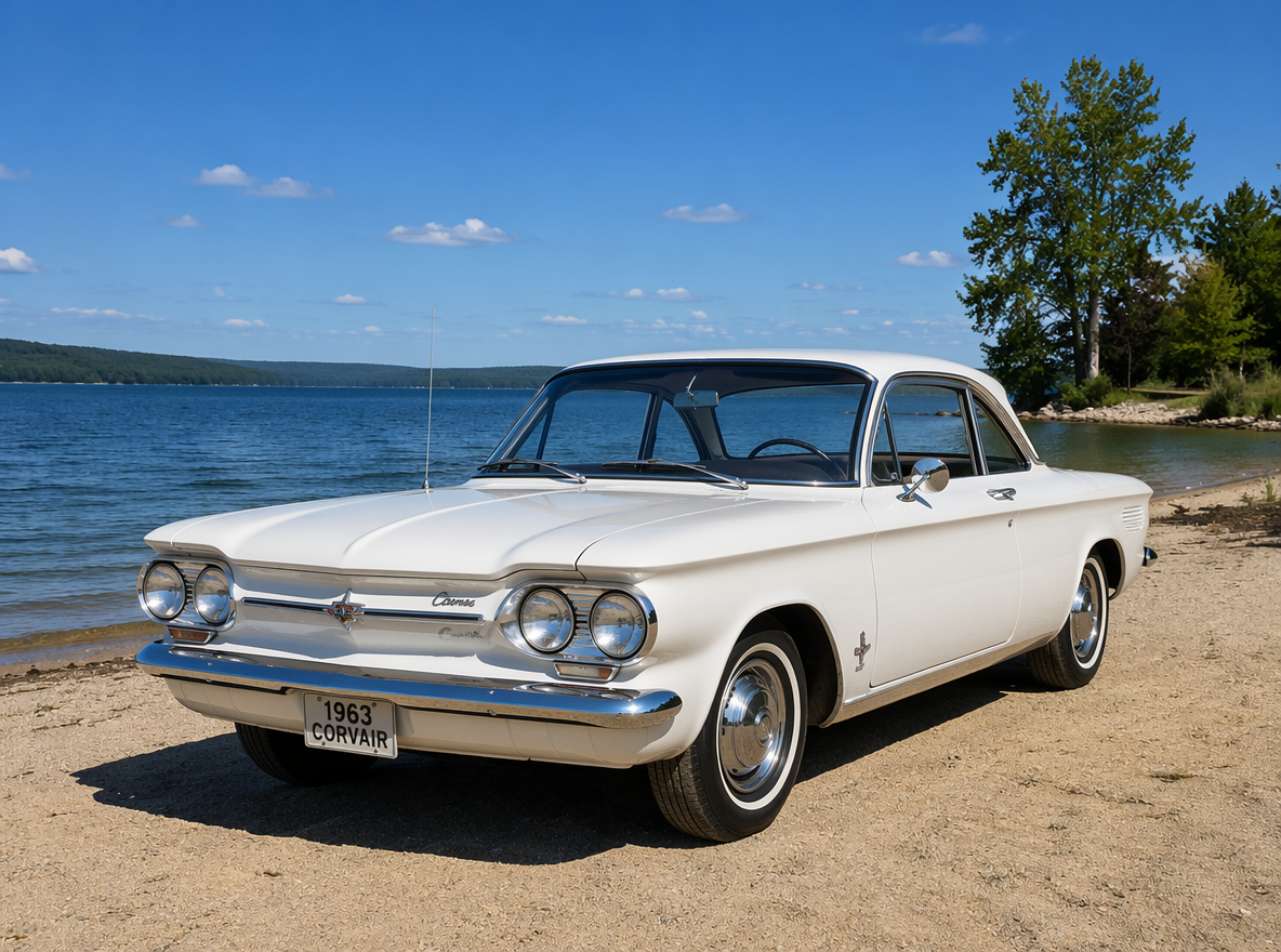 A 1963 Chevrolet Corvair, similar to the one Robert drove in 1966