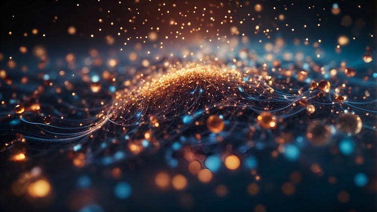 Abstract cosmic visualization representing quantum mechanics